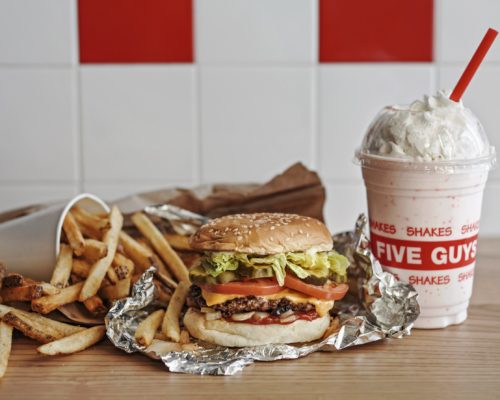 Five Guys burger fries and shake Blakeney Town Center Charlotte, NC