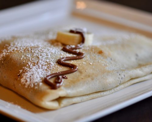 Hazelnut Creperie crepe with chocolate Blakeney Town Center Charlotte, NC