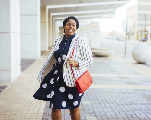 Woman walking into Talbots Blakeney Town Center Charlotte, NC